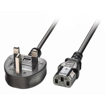 0.7m UK 3 Pin Plug to IEC C13 Mains Power Cable Black